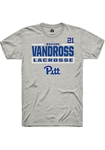 Madison Vandross Pitt Panthers Ash NIL Stacked Box Short Sleeve Player T Shirt