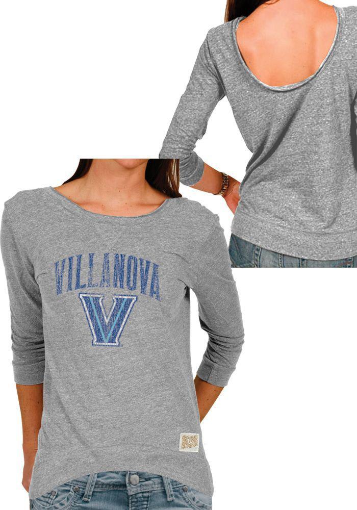 Original Retro Brand Villanova Juniors Grey Scoop Back Long Sleeve Scoop Neck