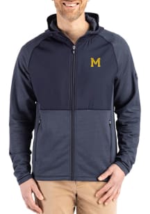 Mens Michigan Wolverines Navy Blue Cutter and Buck Vault Peshastin Long Sleeve Full Zip Jacket