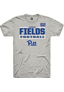 Jordan Fields Rally Mens Ash Pitt Panthers Football NIL Stacked Box Player T Shirt
