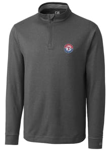 Cutter and Buck Texas Rangers Mens Charcoal Topspin Long Sleeve 1/4 Zip Pullover