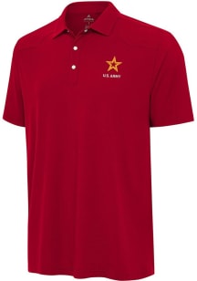 Antigua Army Mens Red Western Short Sleeve Polo