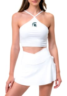 Michigan State Spartans Womens White Touchdown Cropped Tank Top