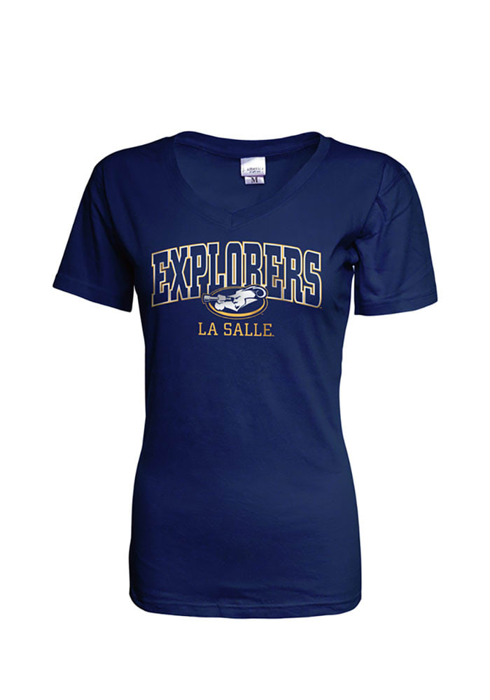 La Salle Explorers Womens Navy Blue Basic V-Neck