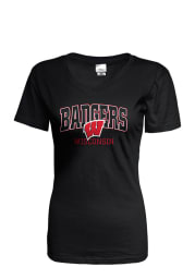 Wisconsin Badgers Womens Black Basic V-Neck