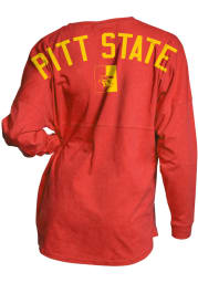 Pitt State Gorillas Womens Red Mascot Back LS Tee