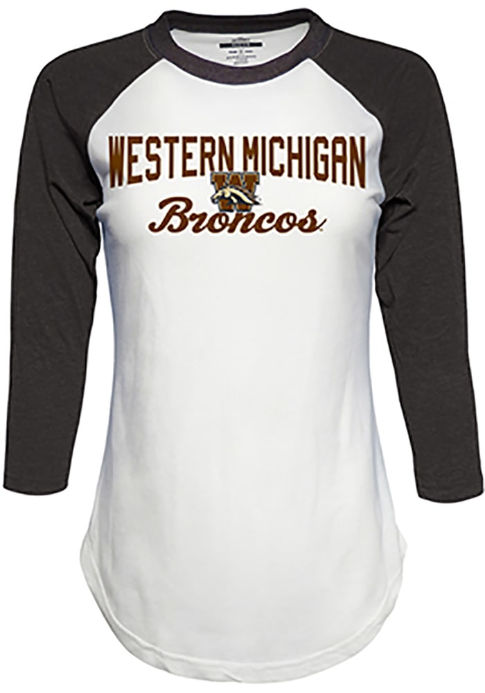 Top of the World Western Michigan Broncos Womens White Contrast Raglan Crew Neck LS Tee