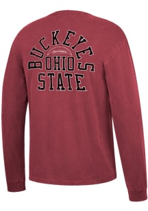 Ohio State Buckeyes Womens Crimson Pigment Dye Football LS Tee