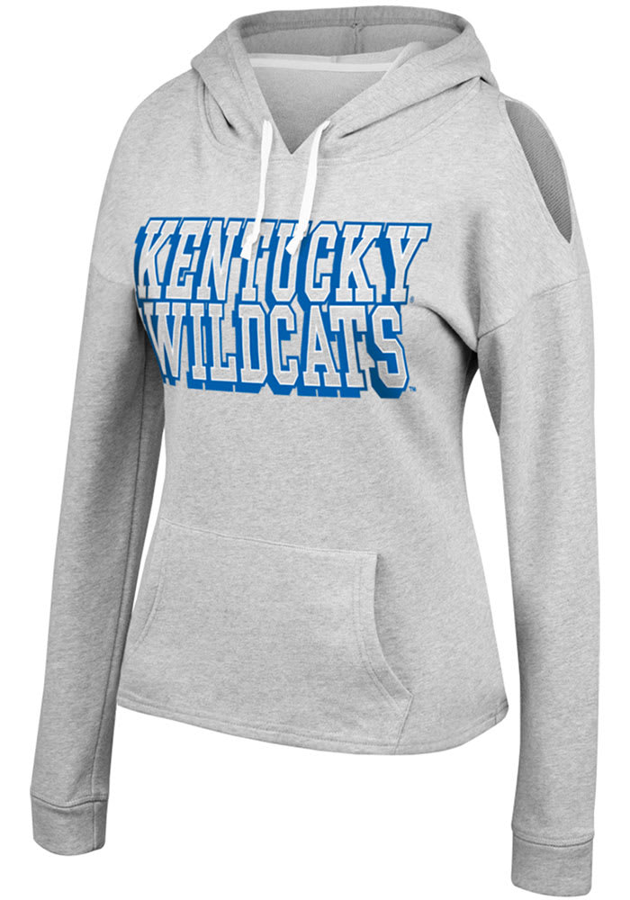 Kentucky Wildcats Womens Grey Cold Shoulder Hooded Sweatshirt