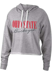 Ohio State Buckeyes Womens Grey Cut Off Terry Hooded Sweatshirt
