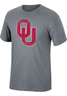 Oklahoma Sooners Grey Distressed Logo Short Sleeve Fashion T Shirt