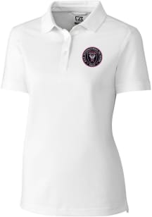Cutter and Buck Inter Miami CF Womens White Advantage Short Sleeve Polo Shirt
