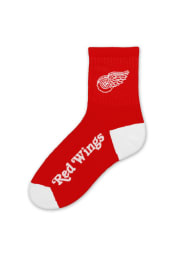 Detroit Red Wings Logo Name Mens Quarter Socks