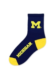 Michigan Wolverines Logo Name Mens Quarter Socks
