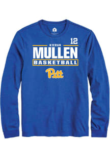 Kieran Mullen Mens Blue Pitt Panthers NIL Stacked Box Long Sleeve Player T Shirt