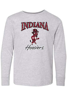 Summit Sportswear Indiana Hoosiers Youth Grey Mascot Long Sleeve T-Shirt