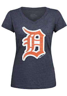 Detroit Tigers Womens Navy Blue Triblend Short Sleeve T-Shirt