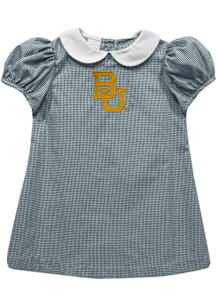 Vive La Fete Baylor Bears Baby Girls Green Gingham Collar Short Sleeve Dress