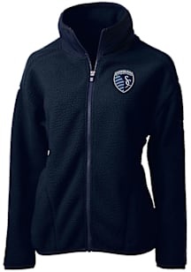 Cutter and Buck Sporting Kansas City Womens Navy Blue Cascade Sherpa Light Weight Jacket