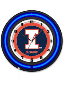 Black Illinois Fighting Illini 19in Neon Wall Clock