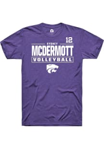 Sydney McDermott Rally Mens Purple K-State Wildcats NIL Stacked Box Player T Shirt