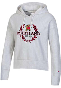 Champion Maryland Terrapins Womens Silver Reverse Weave Hooded Sweatshirt