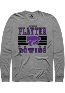 Kiersten Playter Mens Grey K-State Wildcats NIL Striped Long Sleeve Player T Shirt