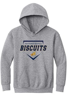 Summit Sportswear Montgomery Biscuits Youth Grey Homeplate Long Sleeve Hoodie