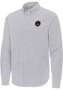 Antigua Houston Dynamo Mens Ash Porter Long Sleeve Dress Shirt