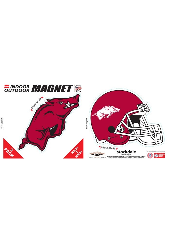 Arkansas Razorbacks 6x6 2pk Car Magnet - Cardinal