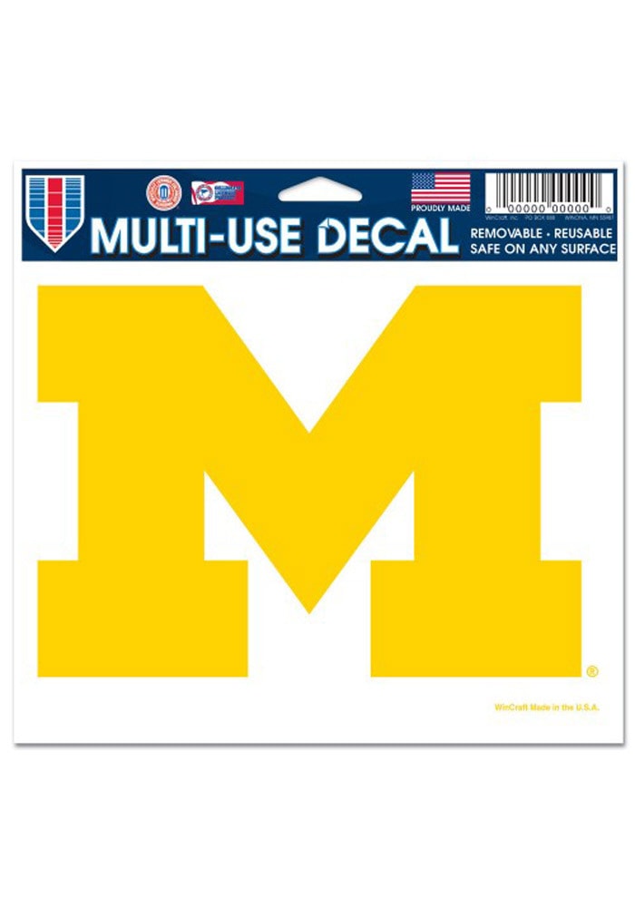 Michigan Wolverines 5x6 Multi Use Auto Decal - Yellow
