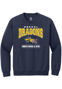 Mens Drexel Dragons Navy Blue Summit Sportswear Swim and Dive Crew Sweatshirt
