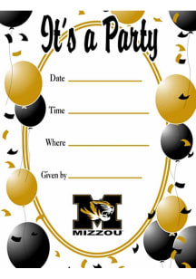 Missouri Tigers Party Invitation Card Sets