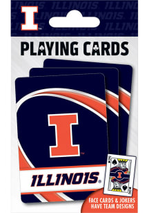 Navy Blue Illinois Fighting Illini Team Playing Cards