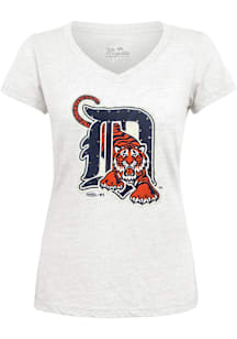 Detroit Tigers Womens White Triblend Short Sleeve T-Shirt