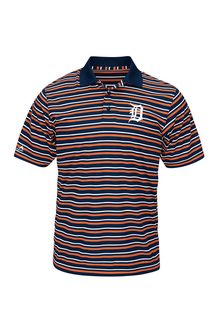 Majestic Detroit Tigers Mens Navy Blue Home Plate Heat Short Sleeve Polo