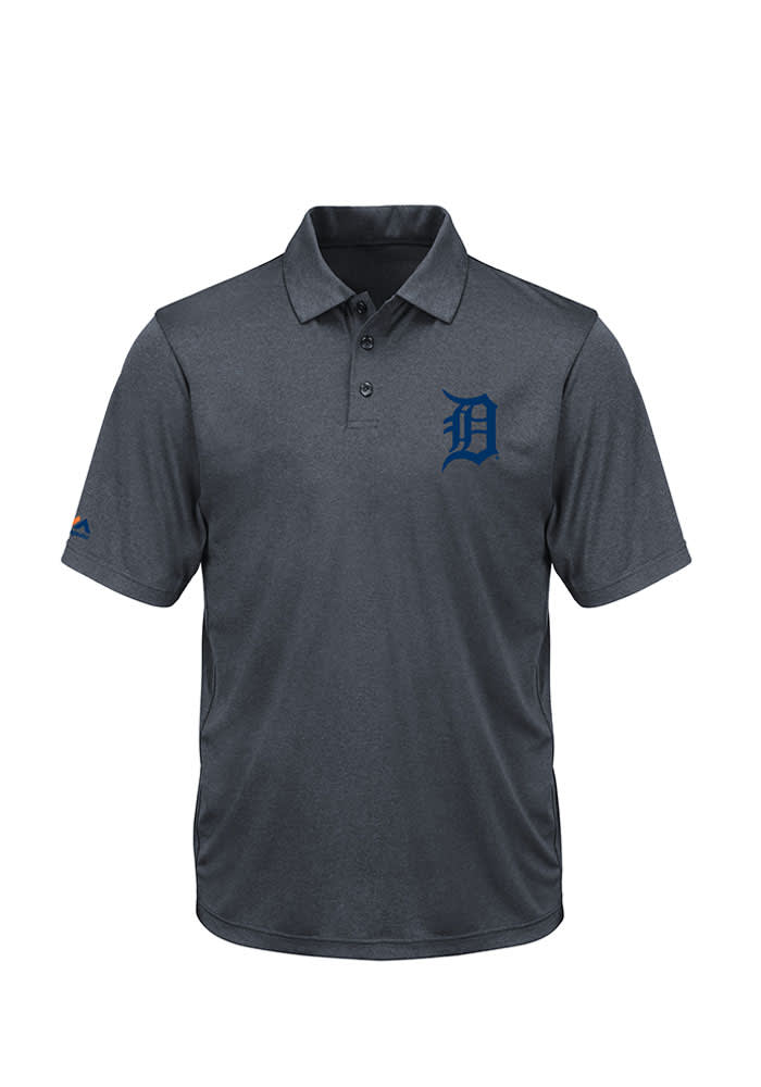 Majestic Detroit Tigers Mens Grey Change Up Swing Short Sleeve Polo