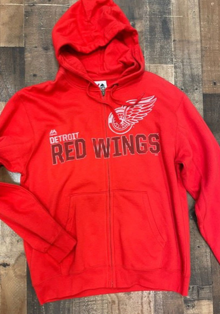 Majestic Detroit Red Wings Mens Red Constant effort Long Sleeve Full Zip Jacket
