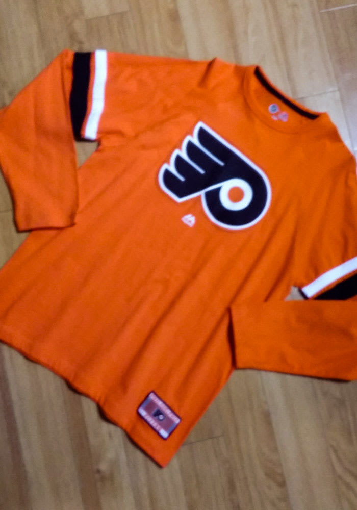 Majestic Philadelphia Flyers Orange Cutting through Long Sleeve T-Shirt