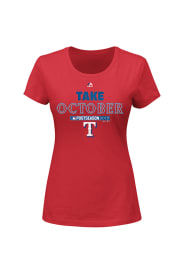 Texas Rangers Womens Red Post Season Clinch Short Sleeve Crew T-Shirt