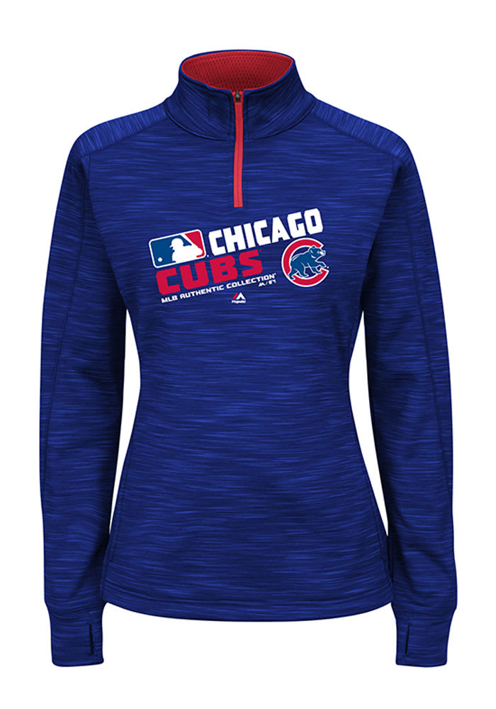 Majestic Chicago Cubs Womens Blue Majestic 1/4 Zip Pullover