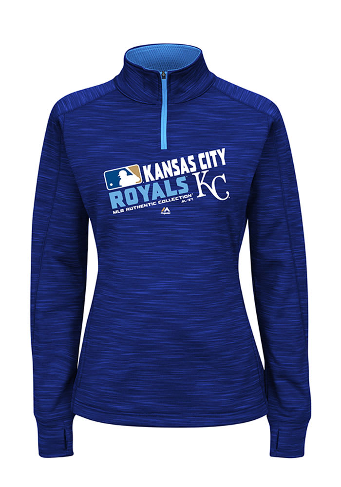 Majestic KC Royals Womens Blue Majestic 1/4 Zip Pullover