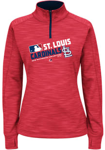 Majestic STL Cardinals Womens Red Majestic 1/4 Zip Pullover
