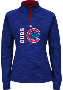 Majestic Chicago Cubs Womens Blue Streak Fleece 1/4 Zip Pullover