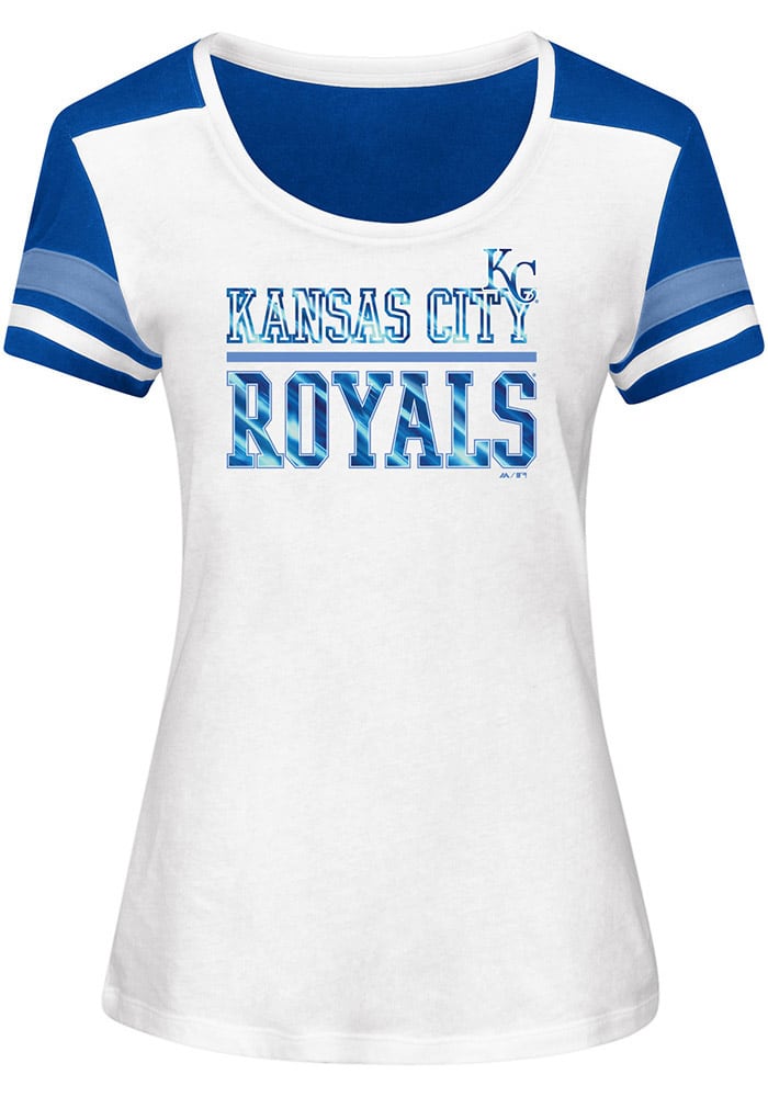 Majestic Kansas City Royals Womens White Overwhelming Victory Scoop T-Shirt