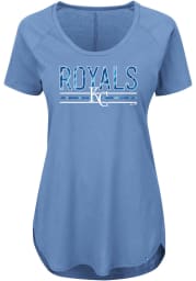 Majestic Kansas City Royals Womens Blue Tough Decision Scoop T-Shirt