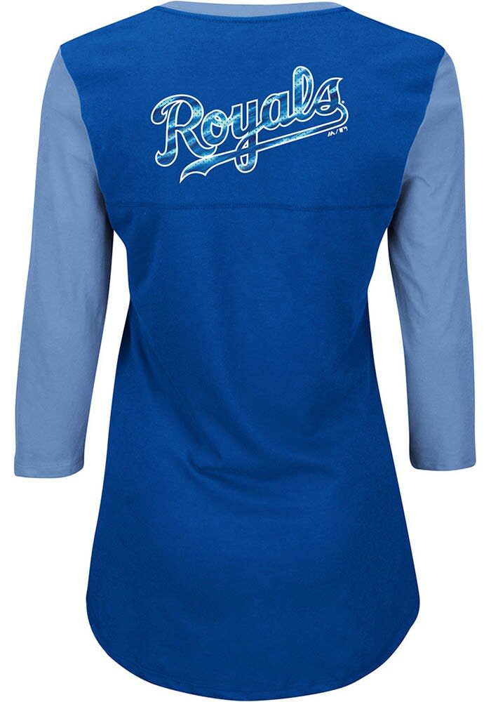 New Kansas City Royals Women Sizes S-L-XL Blue Majestic V-Neck