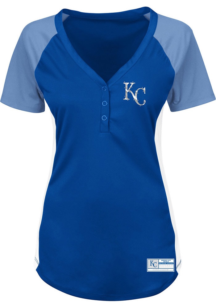 Kansas City Royals Womens Majestic League Diva Fashion Baseball Jersey - Blue