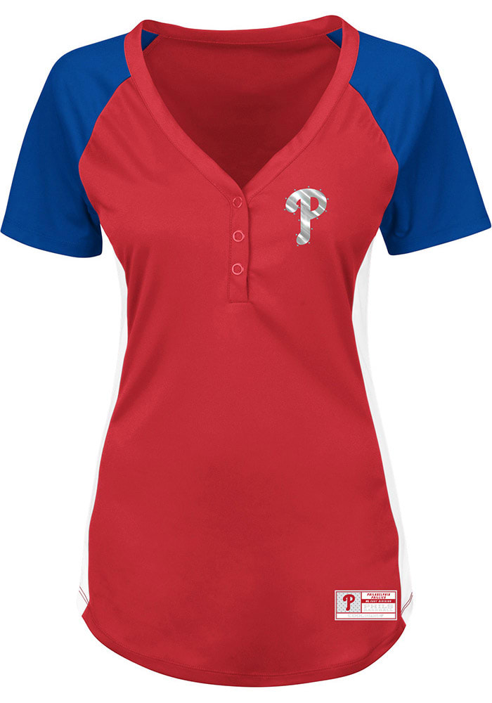 Philadelphia Phillies Womens Majestic League Diva Fashion Baseball Jersey - Red
