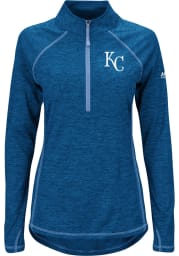 Majestic KC Royals Womens Blue Dont Stop Trying 1/4 Zip Pullover